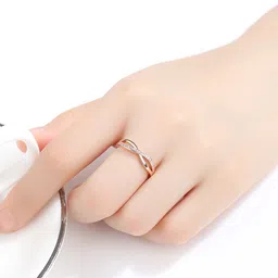 myki Stainless Steel Crystal Gold Plated Ring image 4