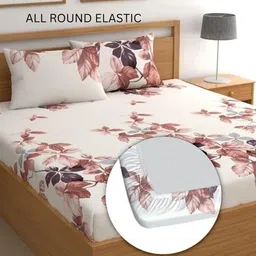 kajims Cotton Queen Fitted (Elastic) 320 TC Printed Bedsheet-picture-38