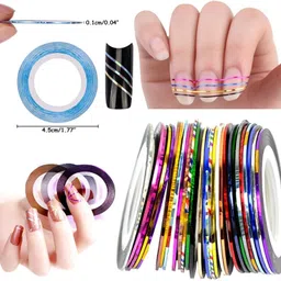 vnz NAIL ART KIT WITH 24 GLITTER BOTTLE+2 TAPES+15 BRUSH+5 DOT PEN+2 GLUE+100 NAILS image 4
