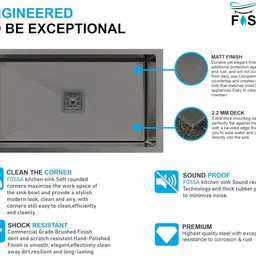 fossa 27"x20"x10" Inch Single Bowl Premium Handmade Kitchen Sink Black FS-20 Black Vessel Sink image 3