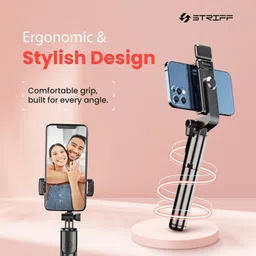 STRIFF 3-in-1 Convertible Tripod with Fill Light-Rotating Phone Holder-Bluetooth Remote Tripod image 4
