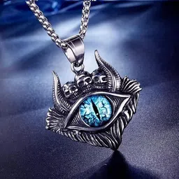 p. r. prints Evil Eye Dragon Black Silver chain for men Silver Plated Alloy Necklace Set-picture-13