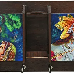 craftzo Radha Krishan Key Holder / Mobile Holder / Wall Decor Items / Home Decor Items/ Wood Key Holder image 2