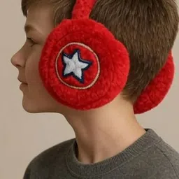 mana ayush Warm and Cozy Earmuffs for Boys (Red) Ear Muff image 3