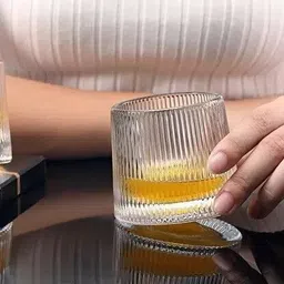 otak (Pack of 4) 1010__ xyzom-4 pcs-VERTICAL LINE WHISKY GLASS Glass Set Water/Juice Glass image 3