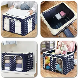 caaju Wardrobe Organizer Storage Box Oxford Fabric Metal Large 66 Ltr For Clothes(etc) Storage Box-picture-28