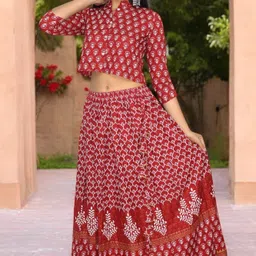 jaipur hand block Printed Stitched Lehenga & Crop Top image 5