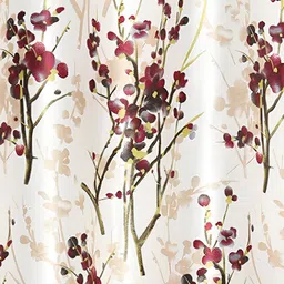 REYANSH DECOR Off White & Red 2 Pieces Floral Regular Window Curtains image 3