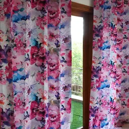 TARA- Sparkling Homes Pink & Blue Floral Window Curtain image 2