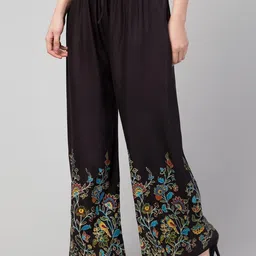 big hub Women Comfort Fit Black Cotton Blend Trousers image 3