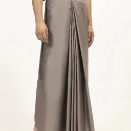 LELA Beige Pre Pleated Wrap Dhoti Solid Men Dhoti image 5