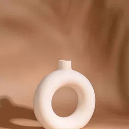 PUREZENTO White Solid Donut Shaped Flower Vases image 3