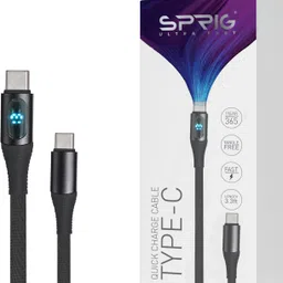Sprig Type C 1 m Display Denim Braided Charging Cables 45W (Black) Type C-C-Display Cables 45W-image-58