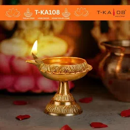 t-ka108 Kuber Diya with Stand Akhand Brass Table Diya for Puja | Heavy Base Aarti Diya Brass Table Diya image 2