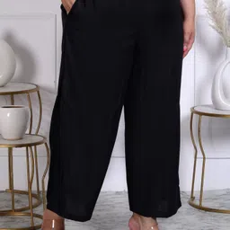 aavoni Women Relaxed Black Viscose Rayon Trousers image 3