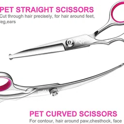 hasthip Dog Grooming Scissors Kit with Stainless Steel Comb for Pet Dog Cat Silver Pet Hair Trimmer image 4
