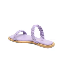 Bruno Manetti Women Purple Printed Open Toe Flats with Bows image 3