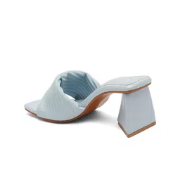 Bruno Manetti Navy Blue Embellished PU Party Block Sandals image 5