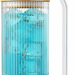 wisimmall Vintage Ribbed Glass Cup with Lid & Straw – Eco Smoothie Glass Glass Tumbler-picture-16