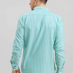 jai textiles Men Slim Fit Striped Mandarin Collar Casual Shirt image 2