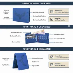 provogue Men Casual, Ethnic, Formal, Travel, Trendy Blue Artificial Leather Wallet image 4