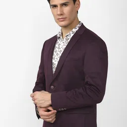 van heusen V Dot Men Brown Solid Slim-Fit Single Breasted Blazer image 4