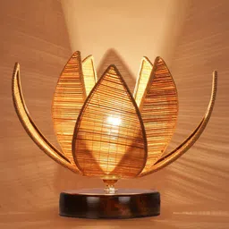 Devansh Beige Table Colored Textured Abstract Shaped Wooden Lamp image 3