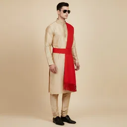 muffly Solid Pure Wool Men Red Stole image 2