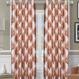 romee Beige Polyester Floral 7FT Light Filtering Eyelet Door Curtains (Pack of 2)-picture-33