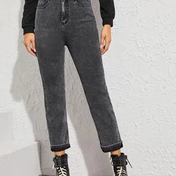 reya Women Straight Fit High Rise Grey Jeans-picture-13