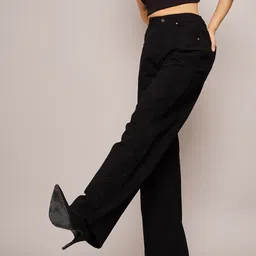 sassafras Women Straight Fit High Rise Black Jeans image 2