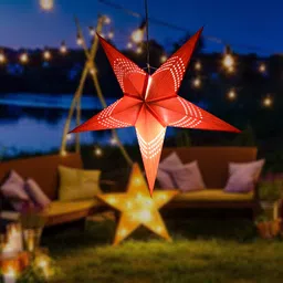 veandyou Paper Star Hanging Lantern_Red_AZ54pack of 1 Orange Paper Hanging Lantern-picture-11