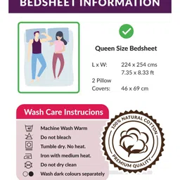 mayfair homes london Olive Geometric 120 TC Cotton Queen Bedsheet with 2 Pillow Covers image 4