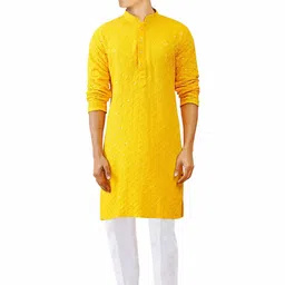 anaya azrin Men Embroidered, Embellished Viscose Rayon Straight Kurta-picture-10