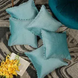 hosta homes Blue Velvet Abstract 16X16 Inches Cushion Covers (Pack of 5)-picture-20