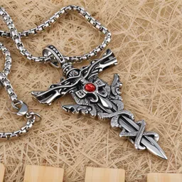 rappersshop Cross Pendant with Stainless Steel Box Chain – Timeless Faith & Style ?? Sterling Silver Zircon Stainless Steel Pendant Set image 5