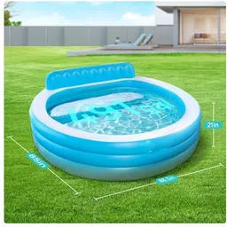 littlebloom Inflatable Swim Center Family Lounge Pool with Built-in Bench- 571901496 Inflatable Swimming Pool image 5