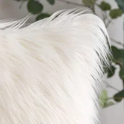 TANLOOMS Cream-Coloured 2 Pieces Quirky Fur Rectangle Cushion Covers image 2