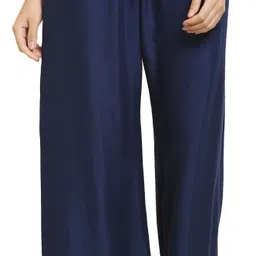 aasma creatives Women Regular Fit Blue Viscose Rayon Trousers-picture-18