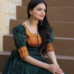 thapnath Woven Jacquard Stitched Anarkali Gown image 3