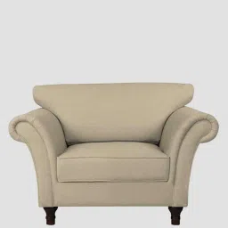 febonic Rana Fabric 1 Seater Sofa in Cotton Beigen Color image 4