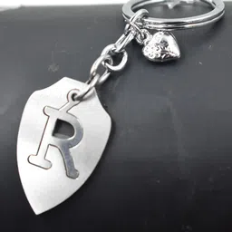 abhiora fashion Alphabet R Stainless Steel Love Heart Charm Keychain | Stylish Key Ring Key Chain image 1