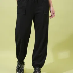 tokyo talkies Women Black Cotton Blend Trousers-picture-16