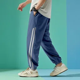 nivedanm Men Striped Blue Track Pants-picture-11