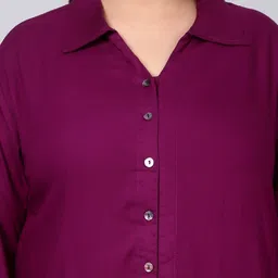 indietoga Women Regular Fit Solid Spread Collar Casual Shirt image 4