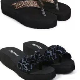 skytrap Stylish Comfortable and Trending Medium Heel Flip Flops Combo of 2 Women Slippers-picture-19