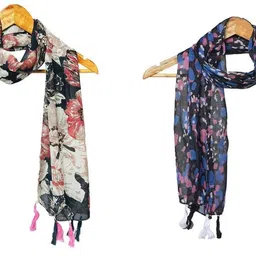 mss fashion Printed Chiffon Women Multicolor Stole, Scarf, Fancy Scarf-picture-44