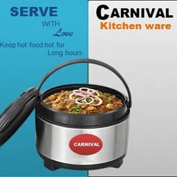 carnival Stainless Steel Elegance Model Casserole/Hot Pot With Plastic Lid Pack of 3 Thermoware Casserole Set image 5