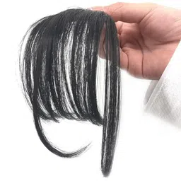 FIMBUL Human Hair Clip-On Short Air Bangs Fringe Hair Extensions - Black 06 image 2