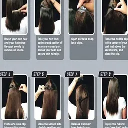 CHANDERKASH Women 5 Clips Based Highlighted Straight Synthetic Fiber Hair Extensions image 3